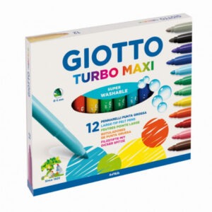 Giotto Turbo Maxi Πλενόμενοι Μαρκαδόροι Ζωγραφικής Χονδροί σε 12 Χρώματα